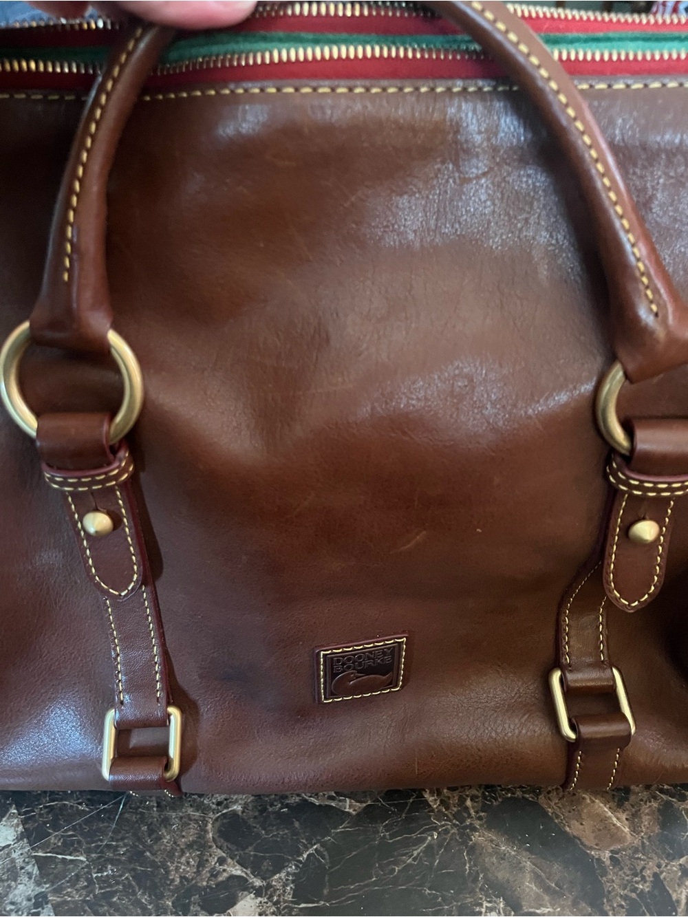 Dooney & Bourke large Chestnut Brown Leather Florentine satchel bag EUC - Picture 2 of 15